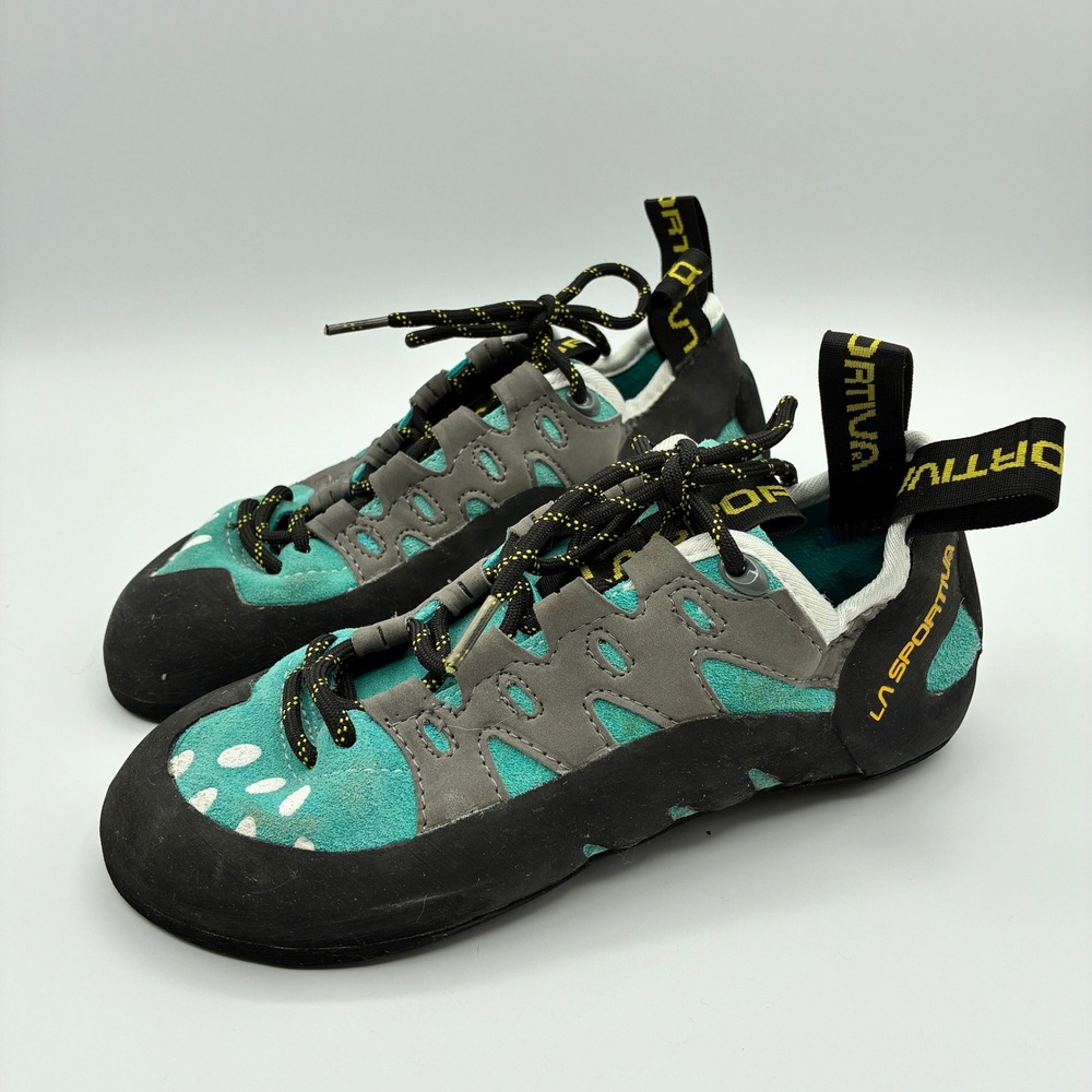 La Sportiva Climbing Shoes Womens 4.5+ EU 36.5 Teal Blue Tarantulace Suede